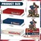 4-Piece Memorial Day Wooden Book Stack Decorations – Patriotic Red, White & Blue Tiered Tray Décor with Boots, Cross, Helmet & Flag for Home, Office & Veterans Day